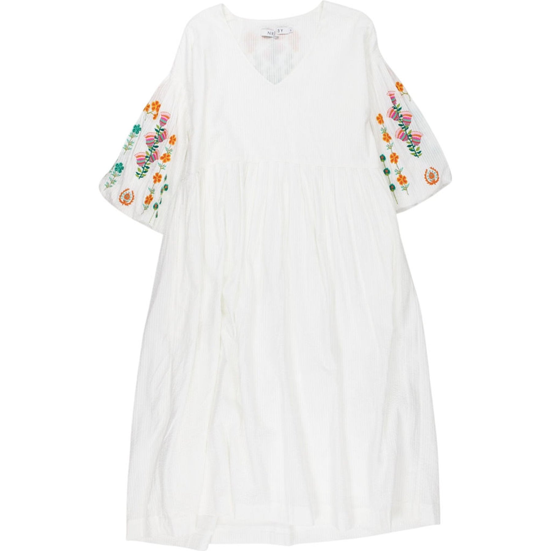 NRBY White Embroidered Midi Dress