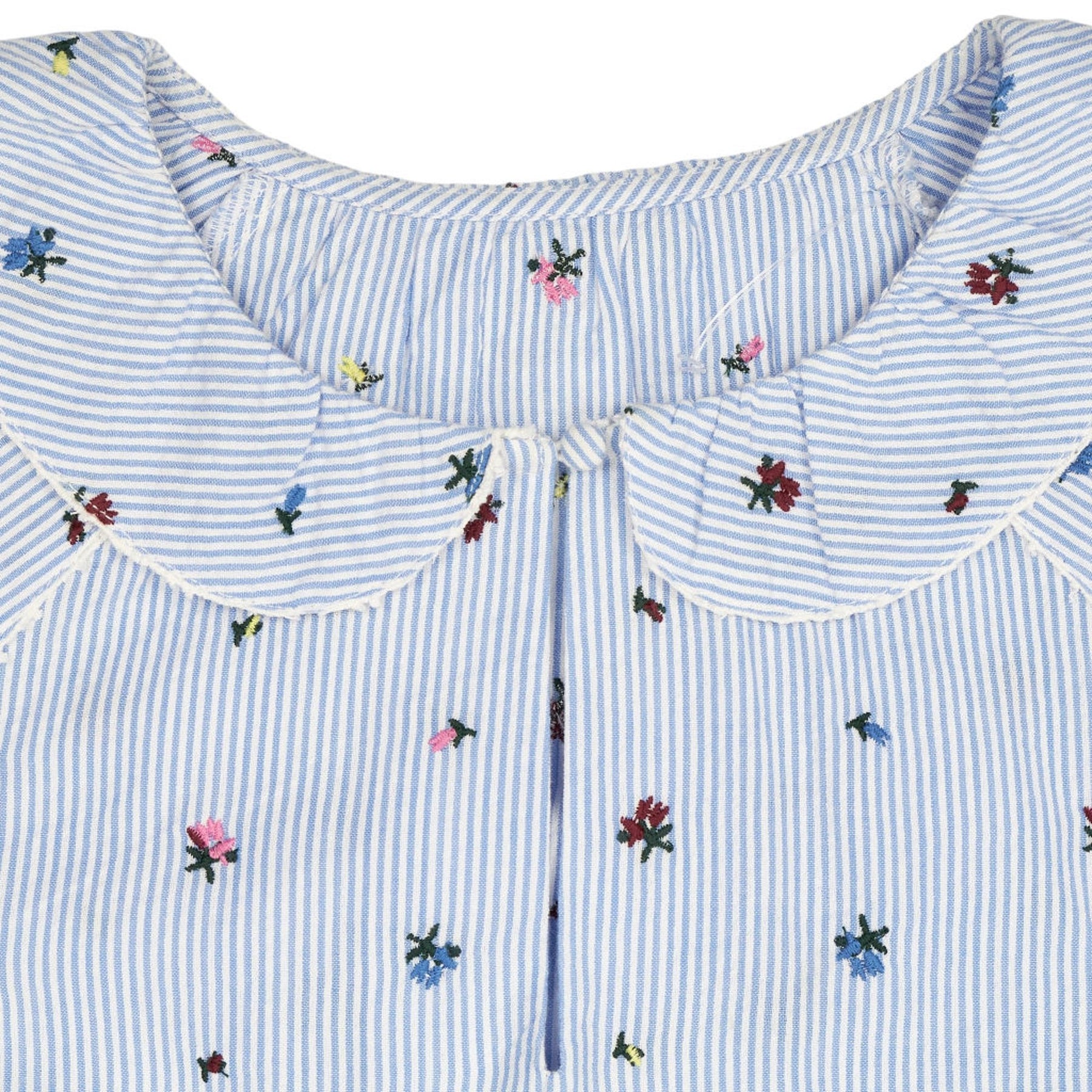Wyse Blue Striped Floral Blouse 1