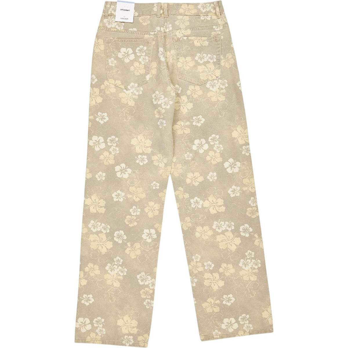Pull & Bear Beige Floral Straight Jeans