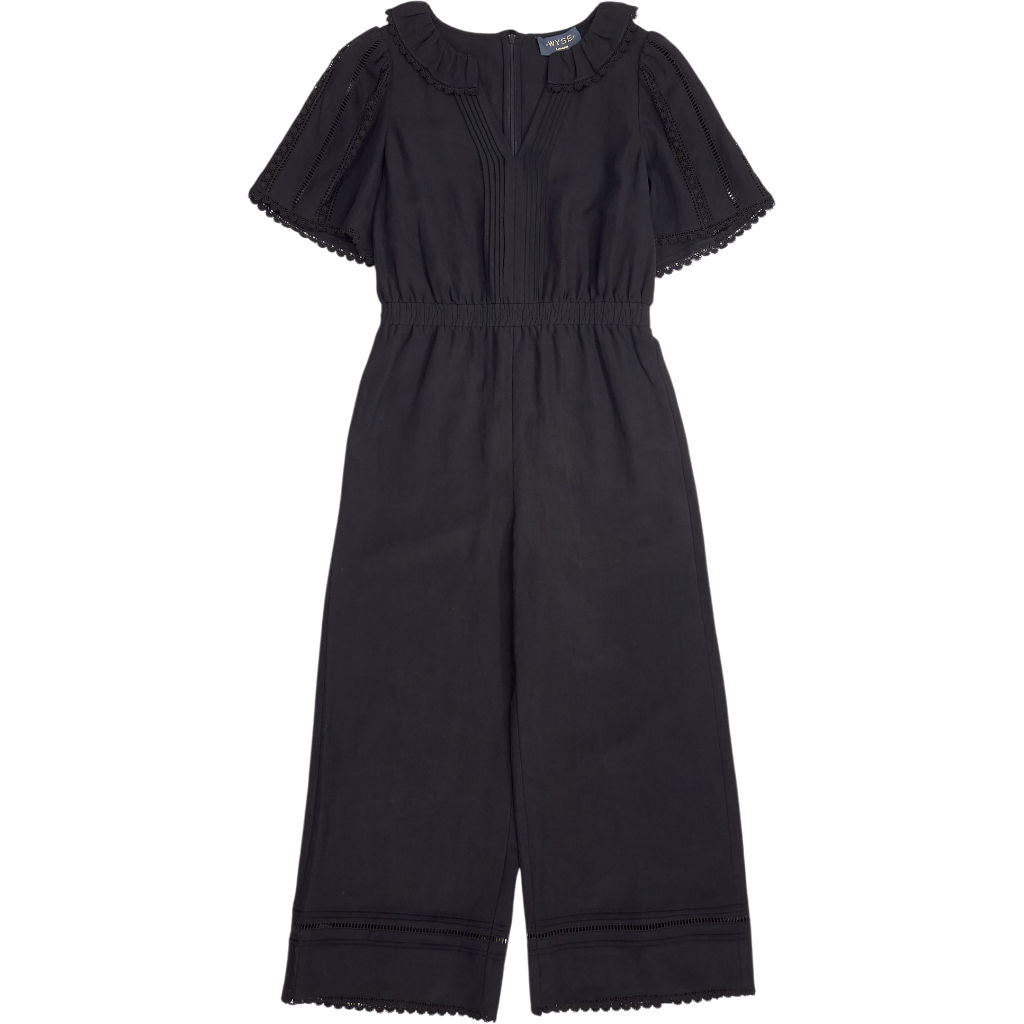Wyse Black Lace Trim Jumpsuit