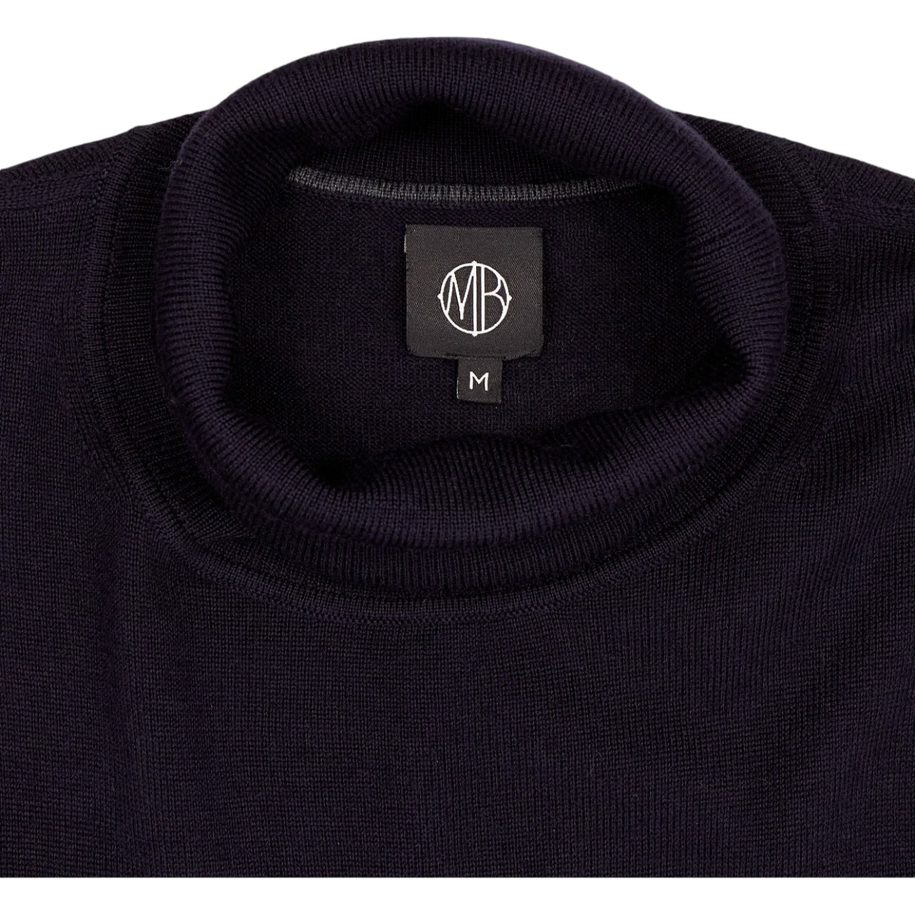 Moss Navy Roll Neck Jumper