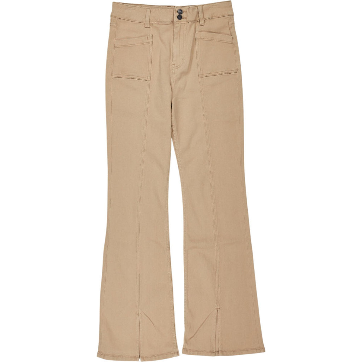 Motel Beige Cotton Flared Trousers