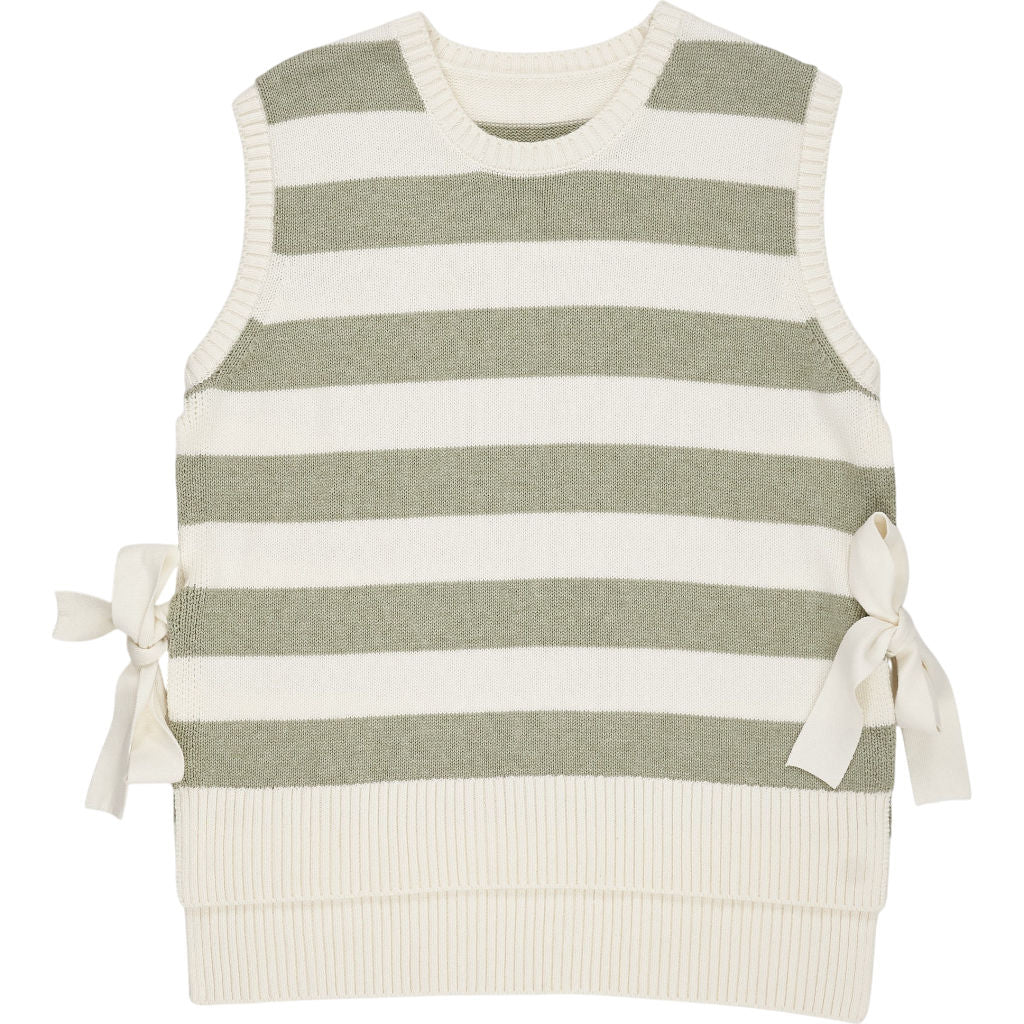 Wyse Ivory Striped Knitted Vest S