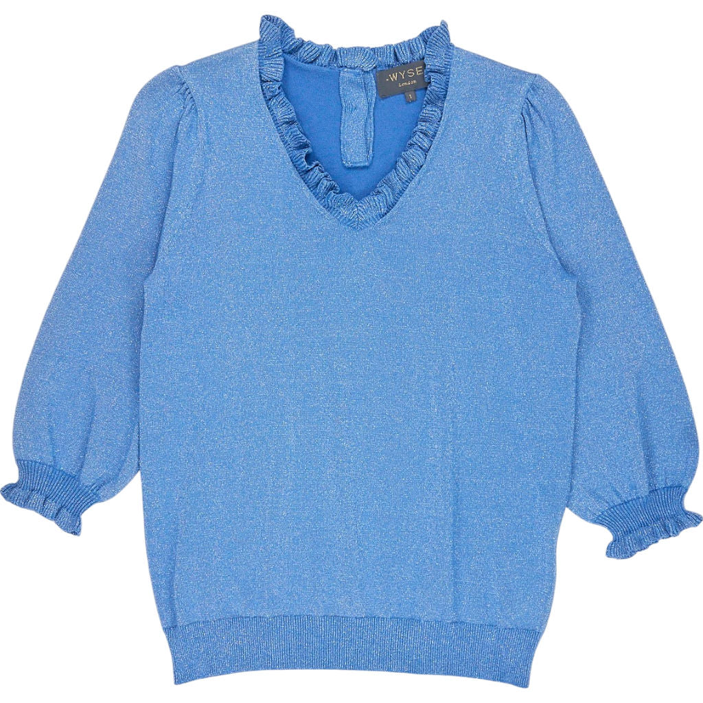 Wyse Blue Lucia V Neck Jumper
