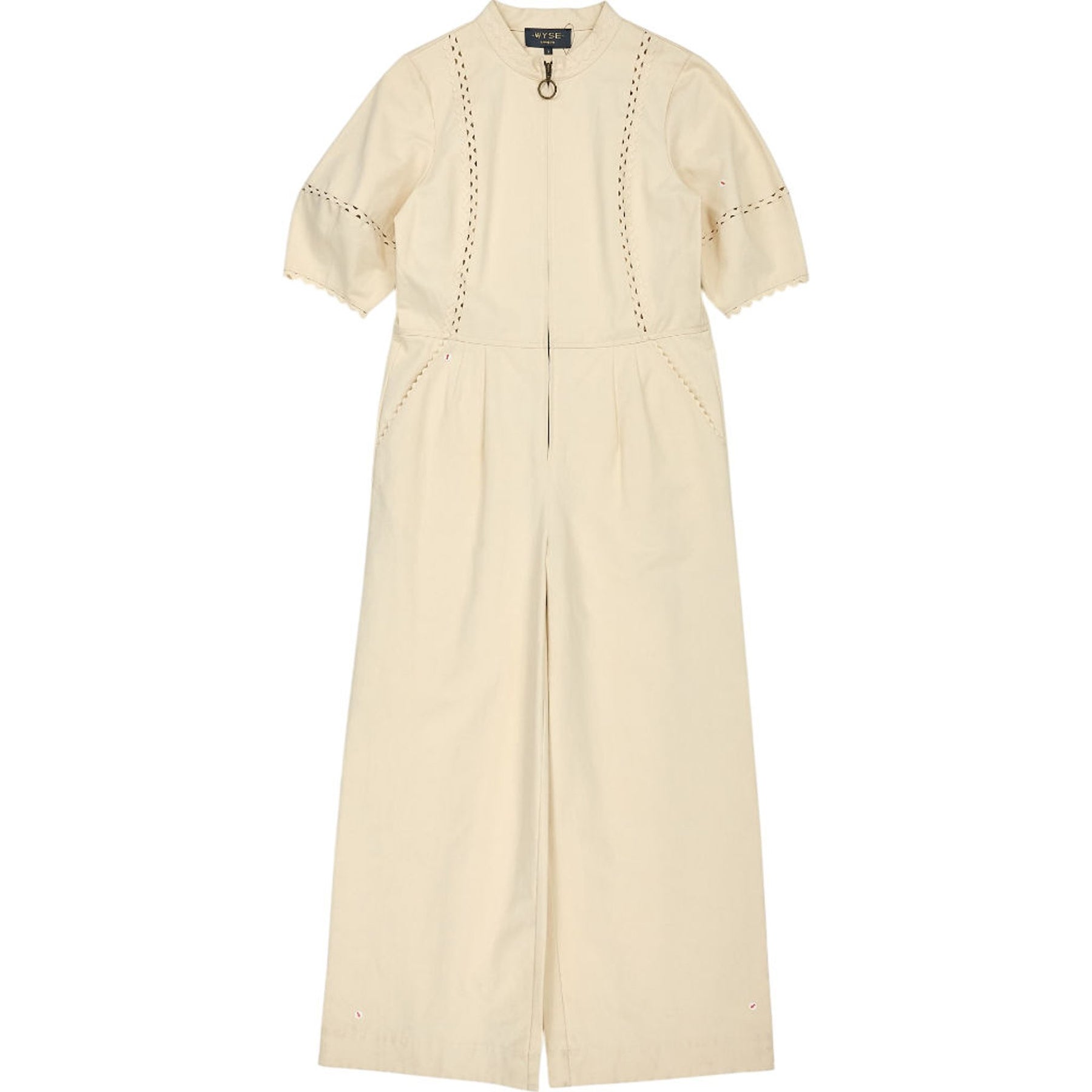Wyse Cream Jumpsuit with Eyelet Details 1