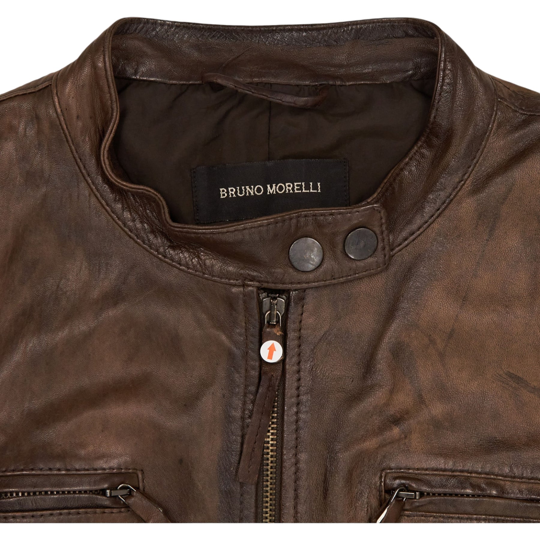 Bruno Morelli Brown Leather Biker Jacket