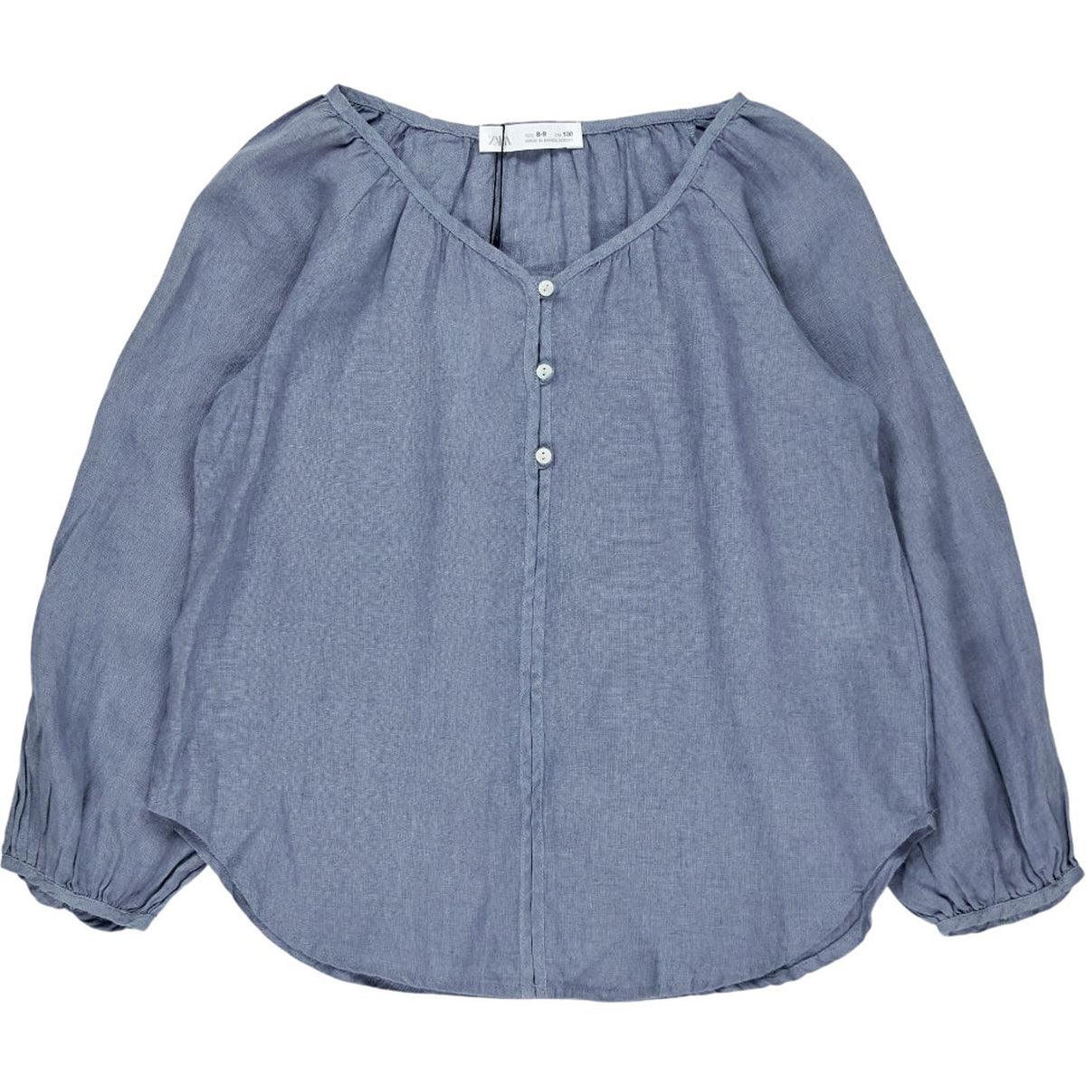 Zara Blue Linen Button-Up Shirt
