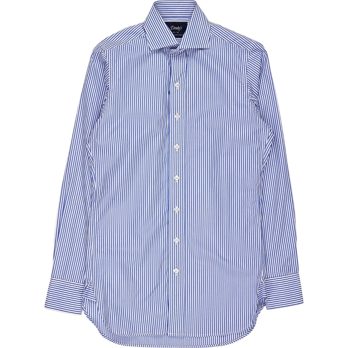 Drake's Blue Striped Cotton Shirt