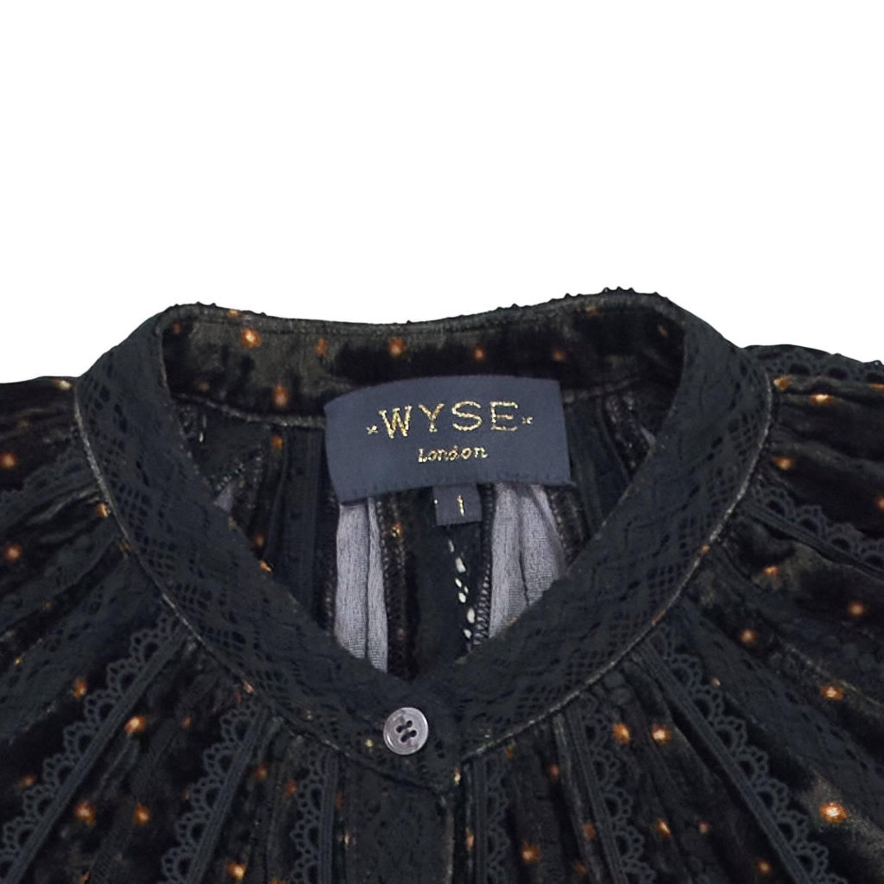 Wyse Black Patterned Blouse