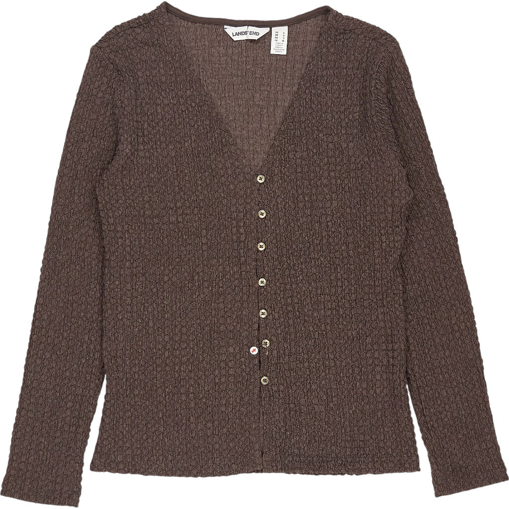 Lands' End Brown Textured Cardigan