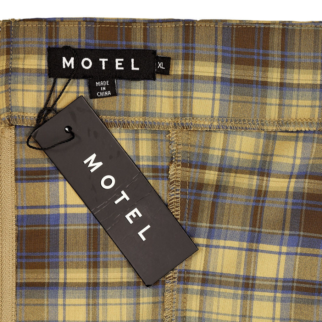 Motel Blue Yellow Check Kavash Top