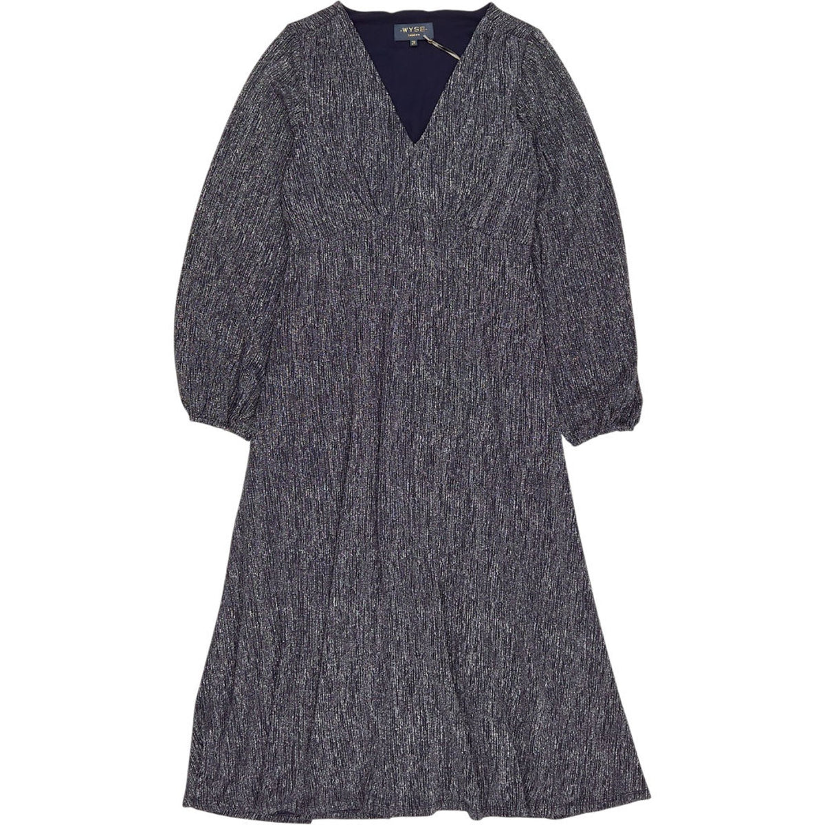 WYSE Midnight Silver Claudia Crinkle Dress