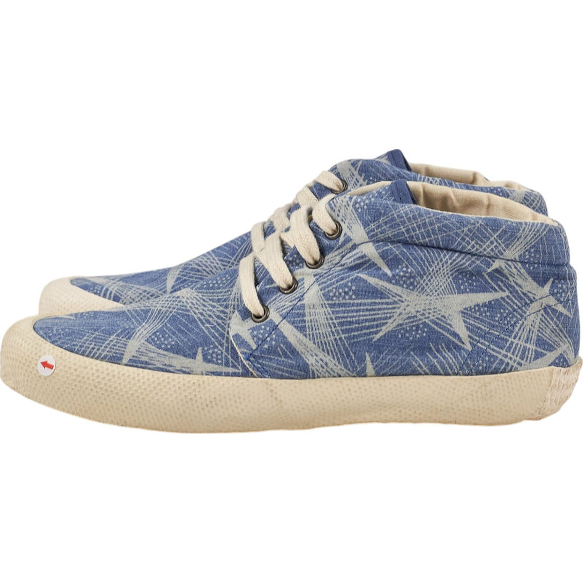 YMC Blue Patterned Canvas Hi Top Trainers