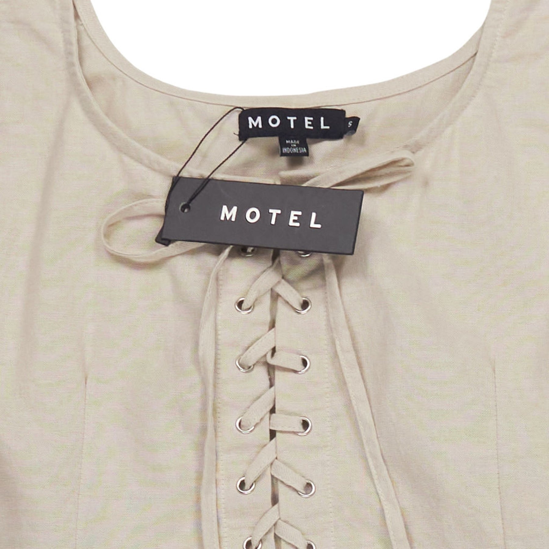 Motel Ecru Inga Lace-Up Top