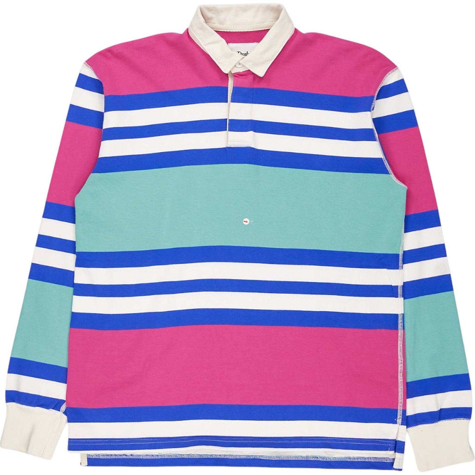 Drake's Pink Blue Striped Rugby Shirt