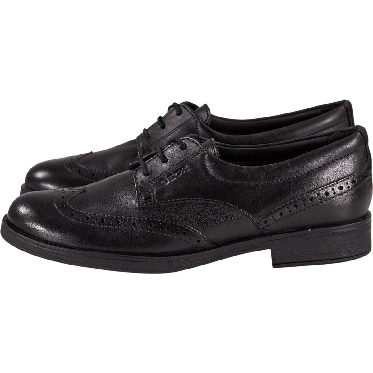 Geox Black Leather Brogue Shoes