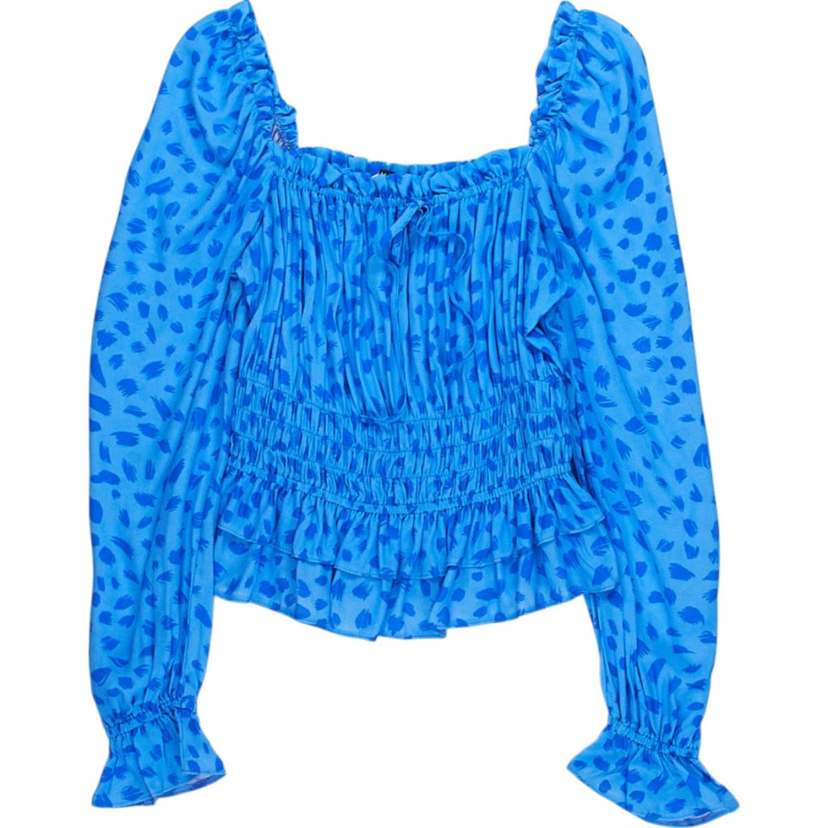 OMNES Blue Smocked Blouse