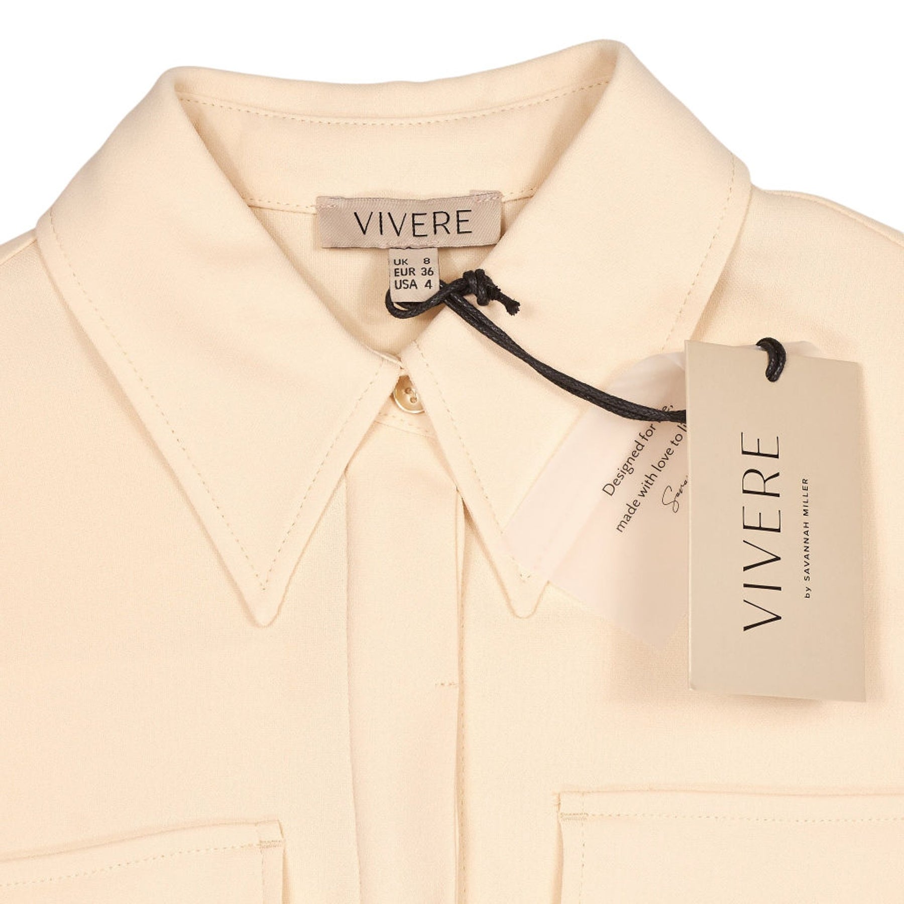 Vivere Cream Emily Belted Dress