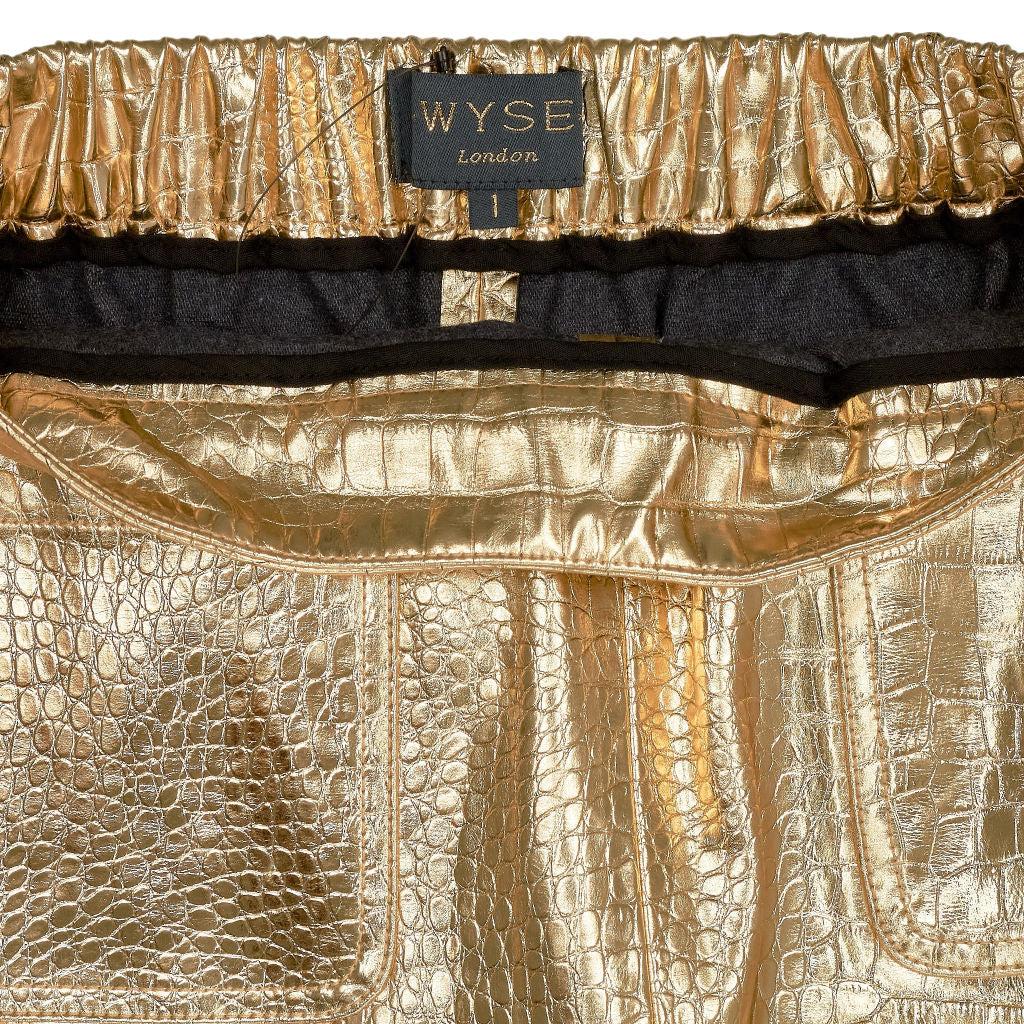 Wyse Gold Faux Leather Skirt UK 8
