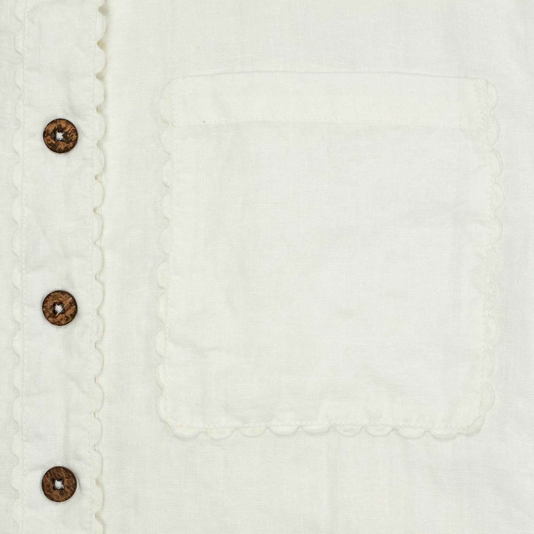 WYSE White Scalloped Button Blouse