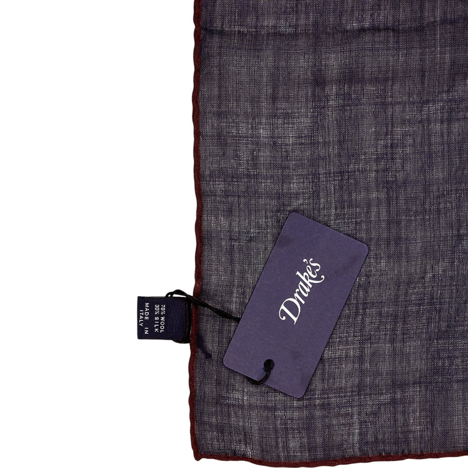 Drake's Navy Wool Silk Pocket Square