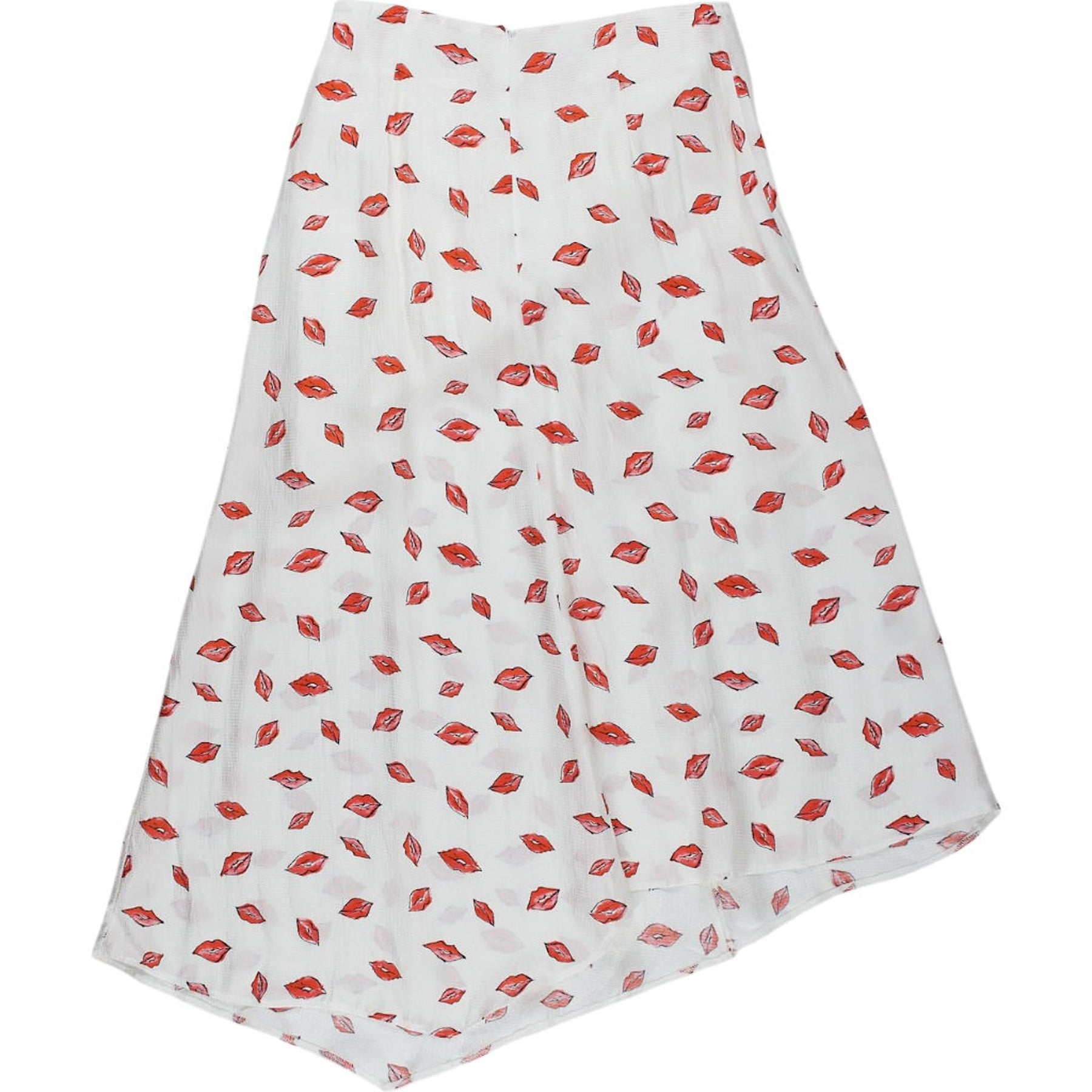 OMNES White Red Print Midi Skirt