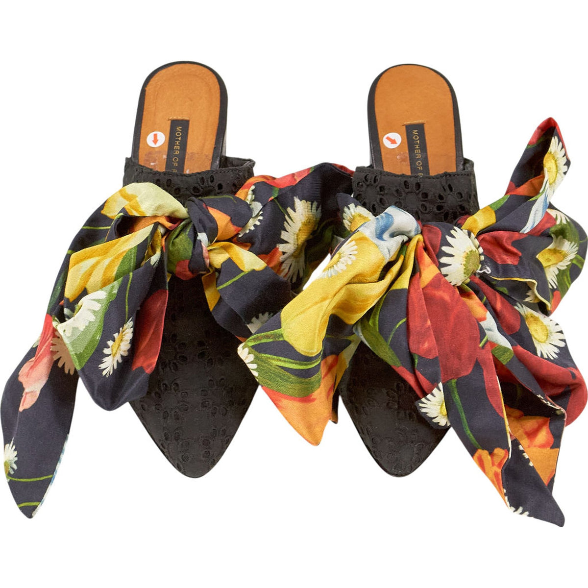 Mother of Pearl Black Floral Bow Heels