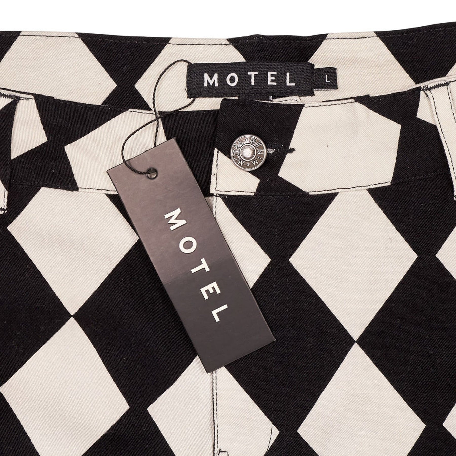 Motel Black White Harlequin Mini Skirt