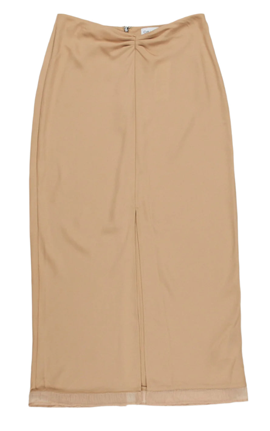 Calvin Klein Brown Sheer Detail Maxi Skirt