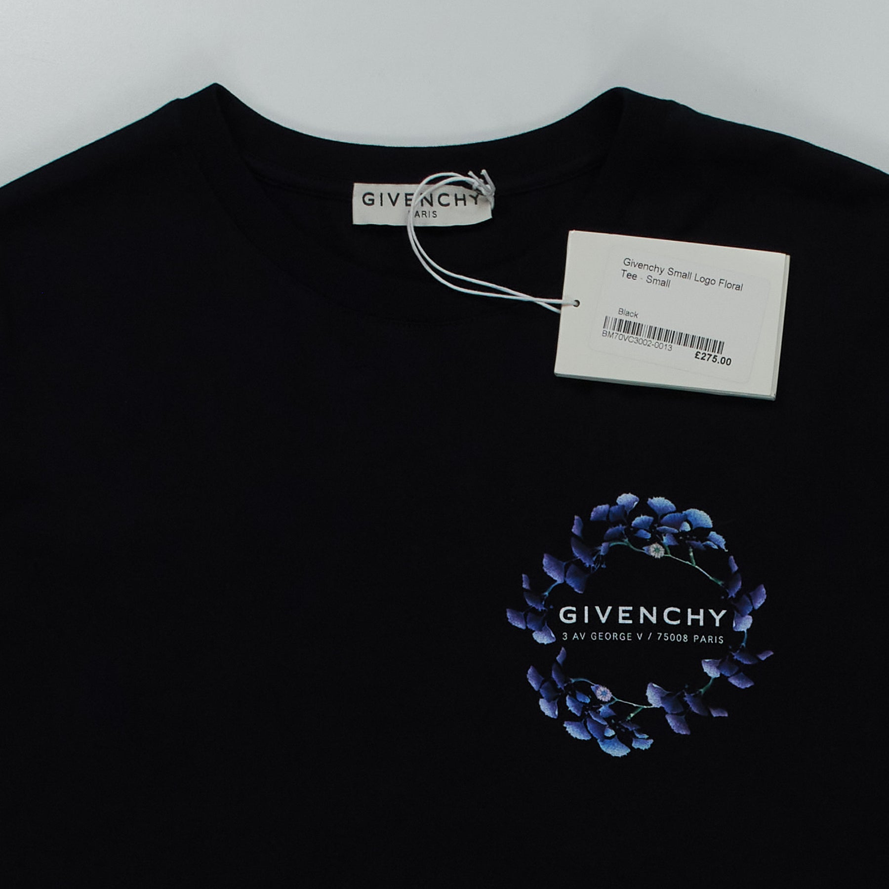 Givenchy Black T-Shirt with Floral Print Design