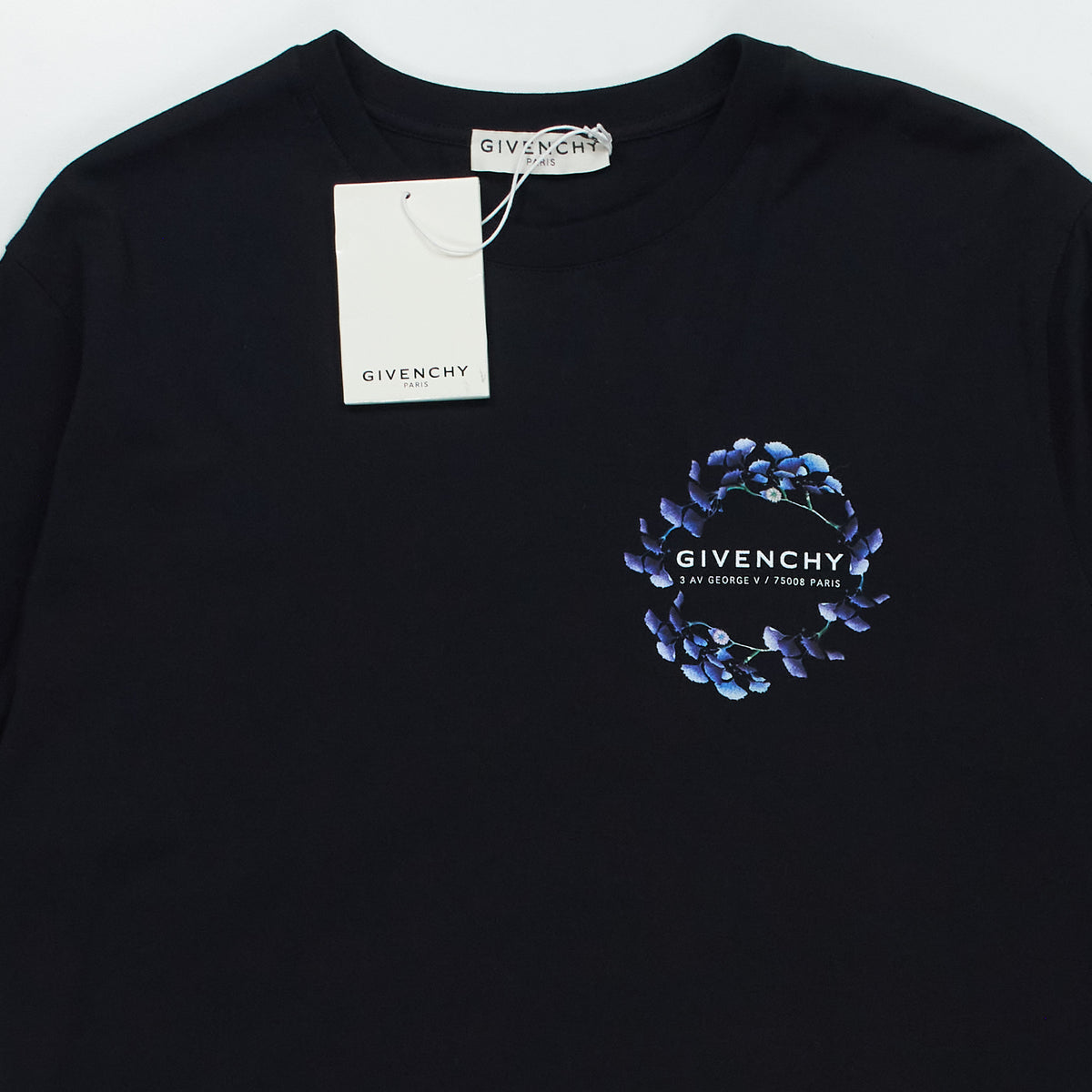 Givenchy Black T-Shirt with Floral Print Design