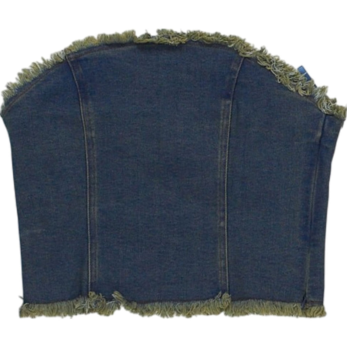 Motel Blue Denim Frayed Corset Top