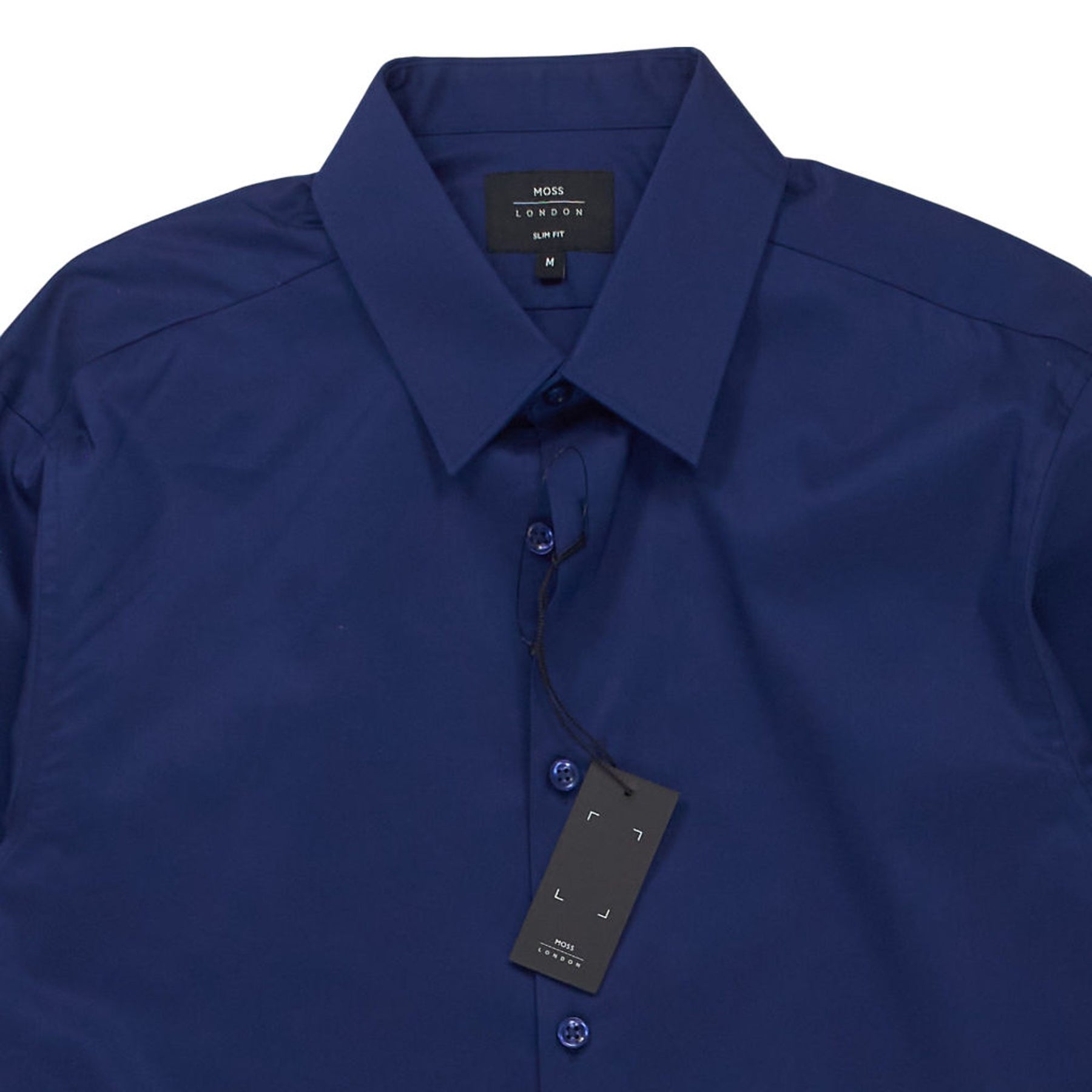Moss Navy Slim Fit Shirt