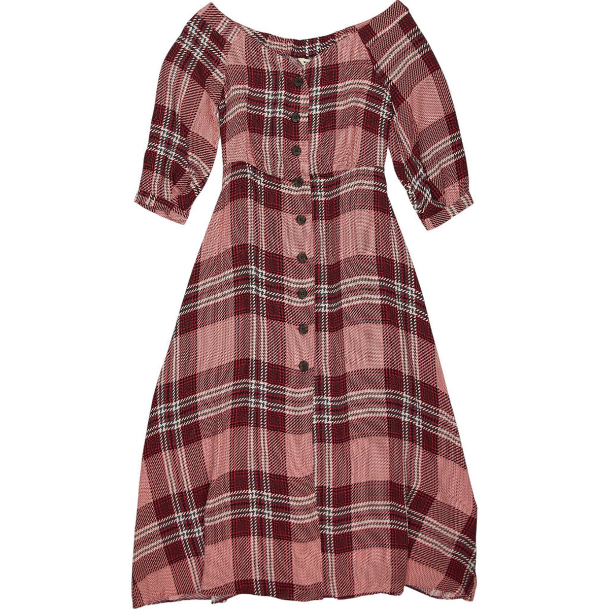 Whistles Pink Check Bardot Dress