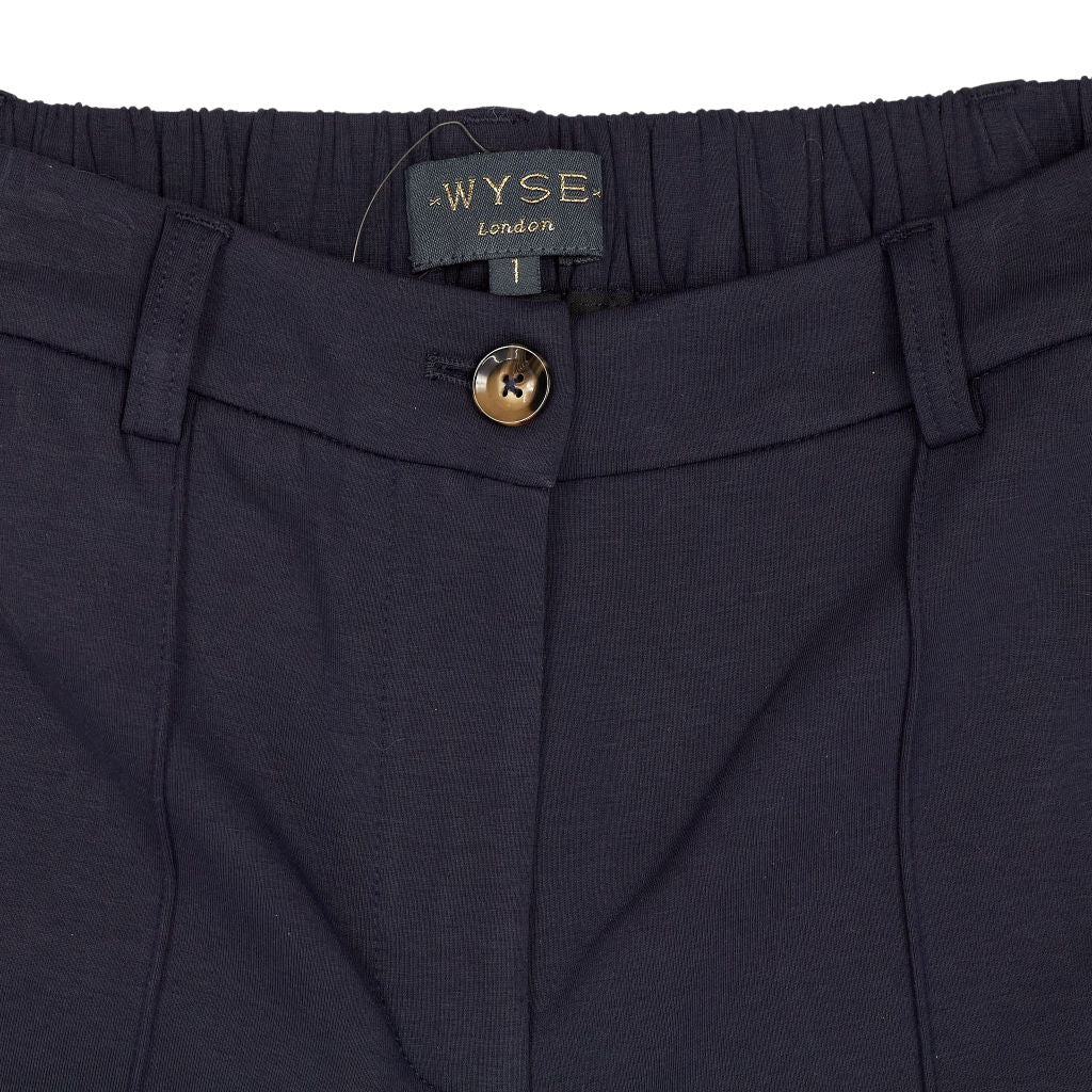 Wyse Navy Wide-Leg Trousers