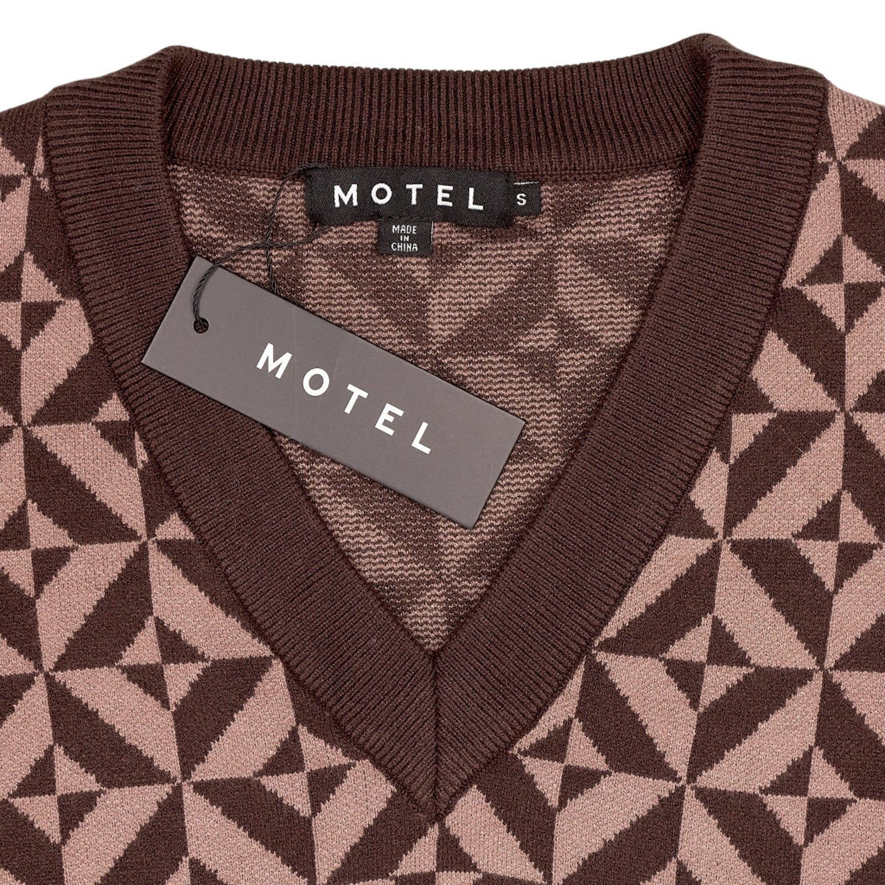 Motel Coffee Brown Radka Geo Knit Jumper