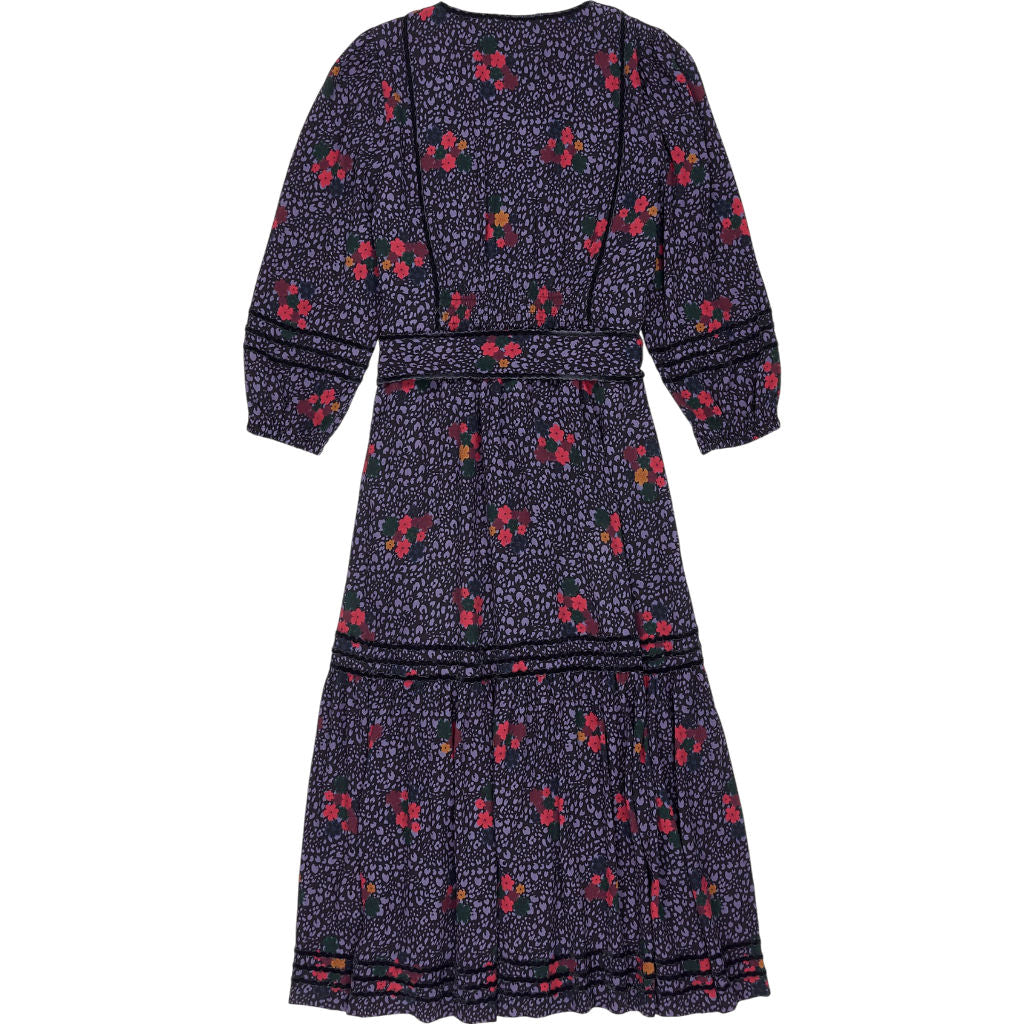 Wyse Purple Floral Ric Rac Dress UK 8