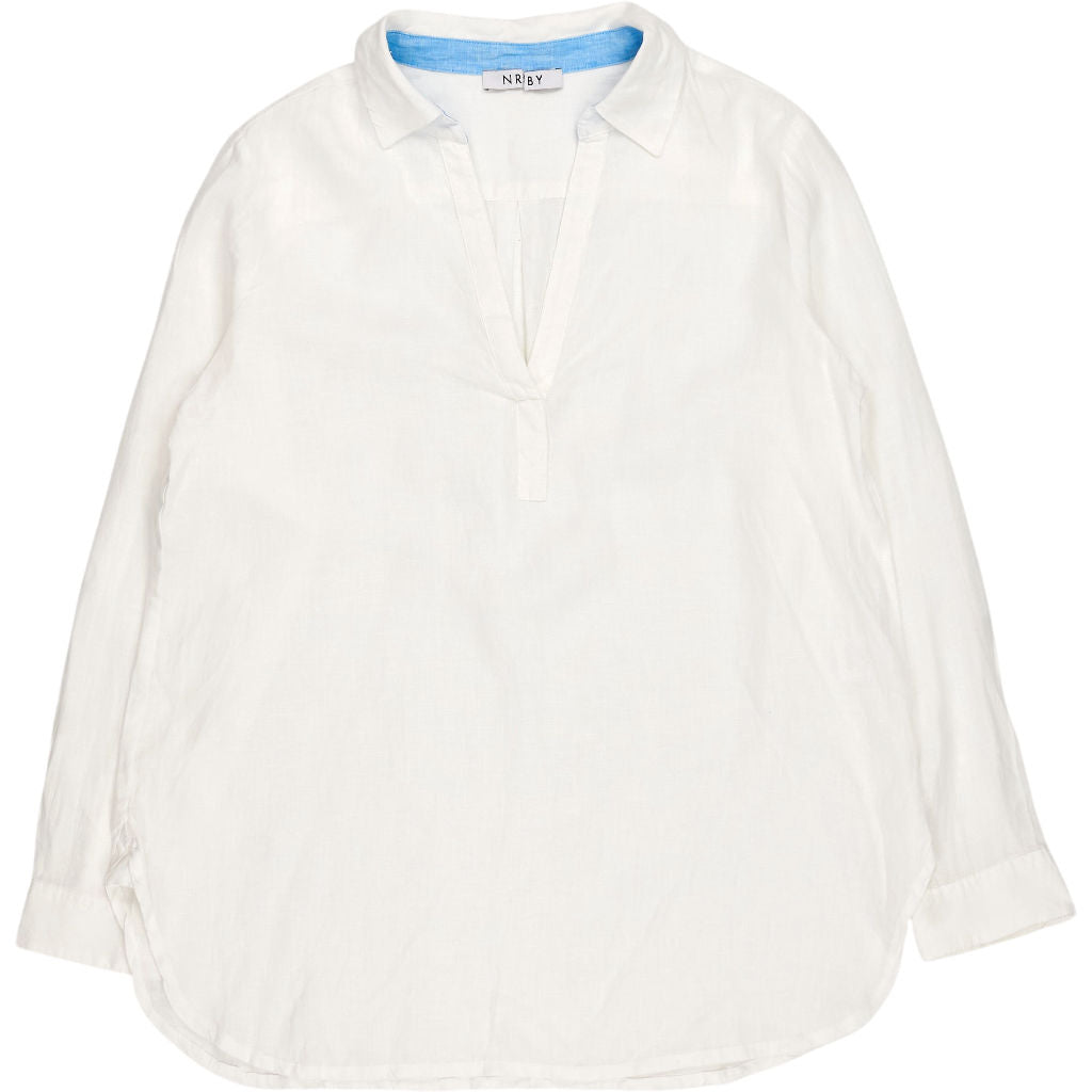 NRBY White Linen Long Sleeve Shirt