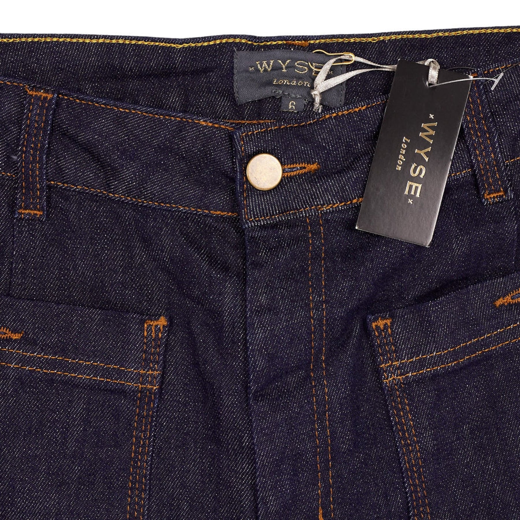 Wyse Blue Flossie Button Pocket Flare Jeans