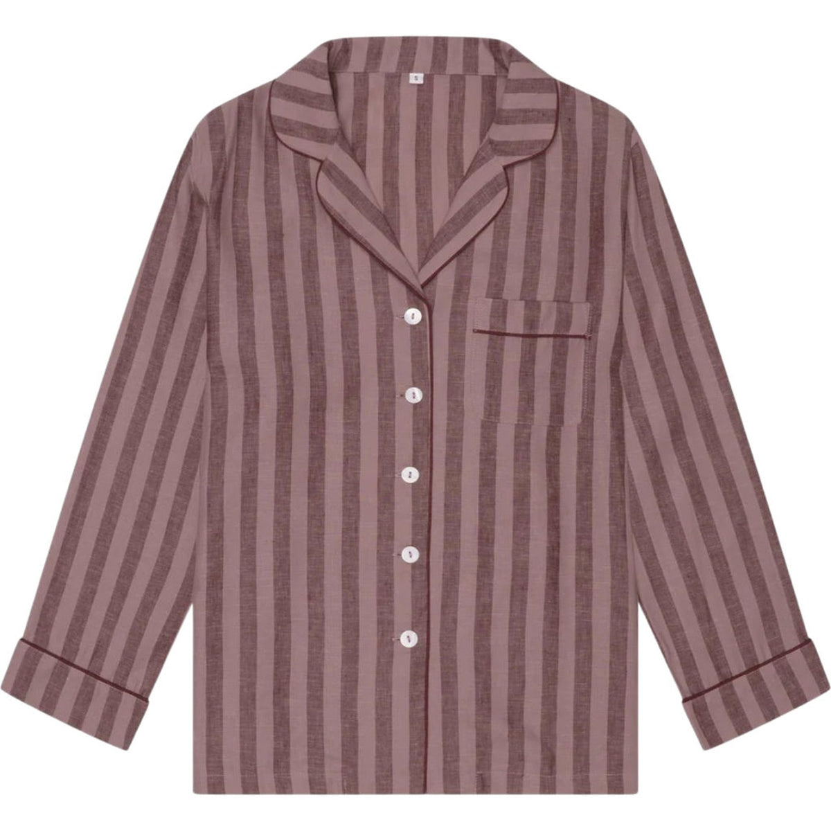 Piglet in Bed Port & Woodrose Striped Pyjama Shirt