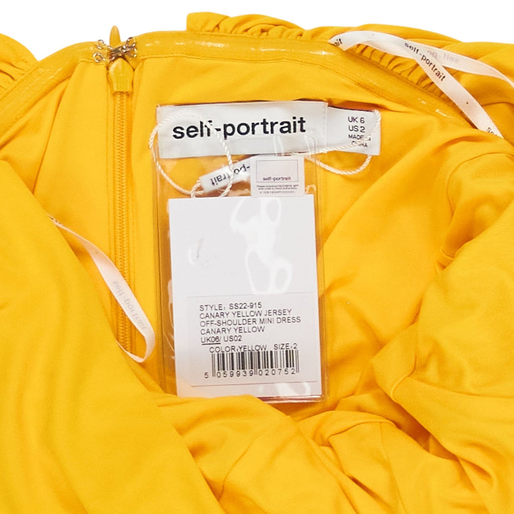 Self-Portrait Yellow Off-Shoulder Mini Dress