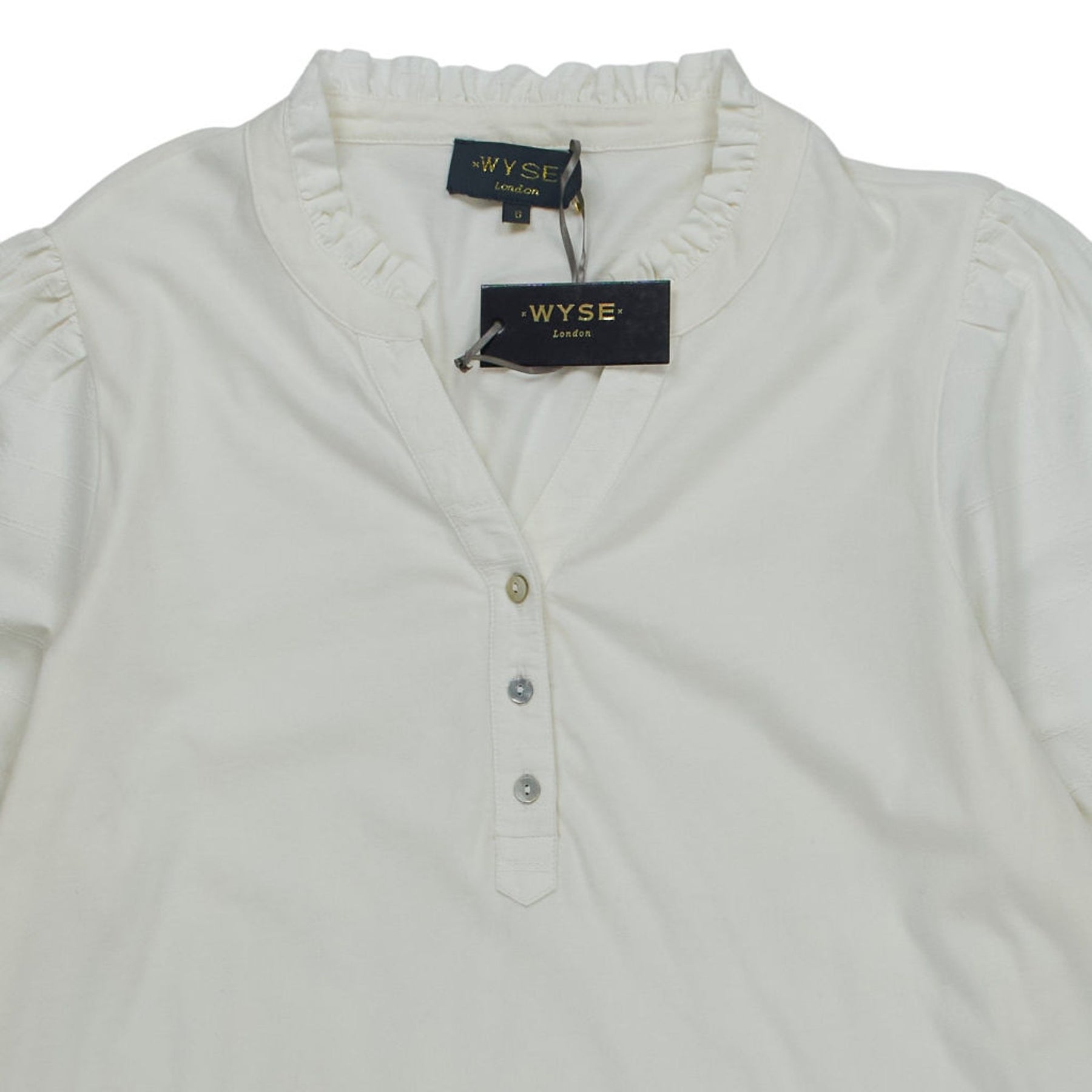 Wyse Cream Ruffle Sleeve Top