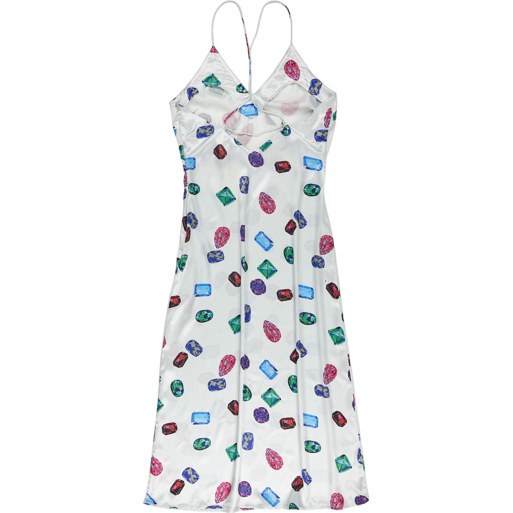 OMNES White Multi Gem Print Dress