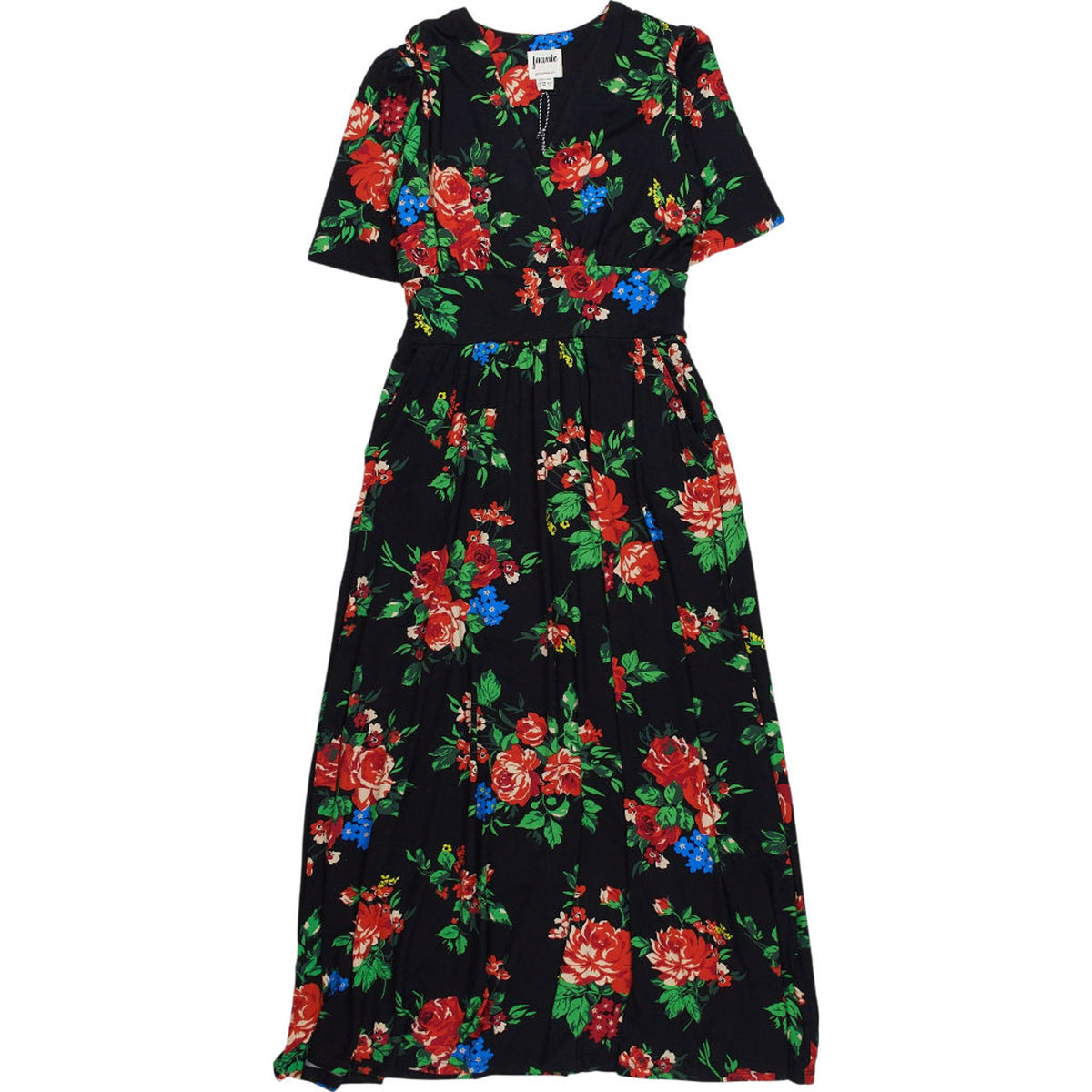 Joanie Thea Floral Black Midi Dress