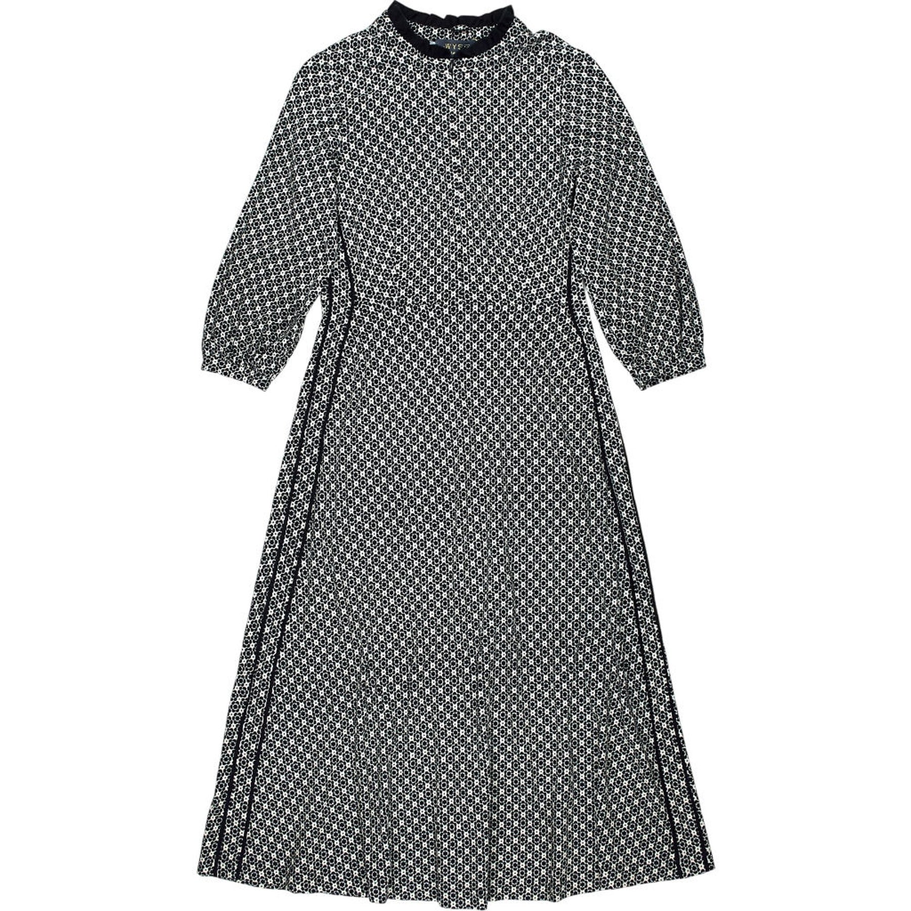 Wyse Black Patterned Midi Dress
