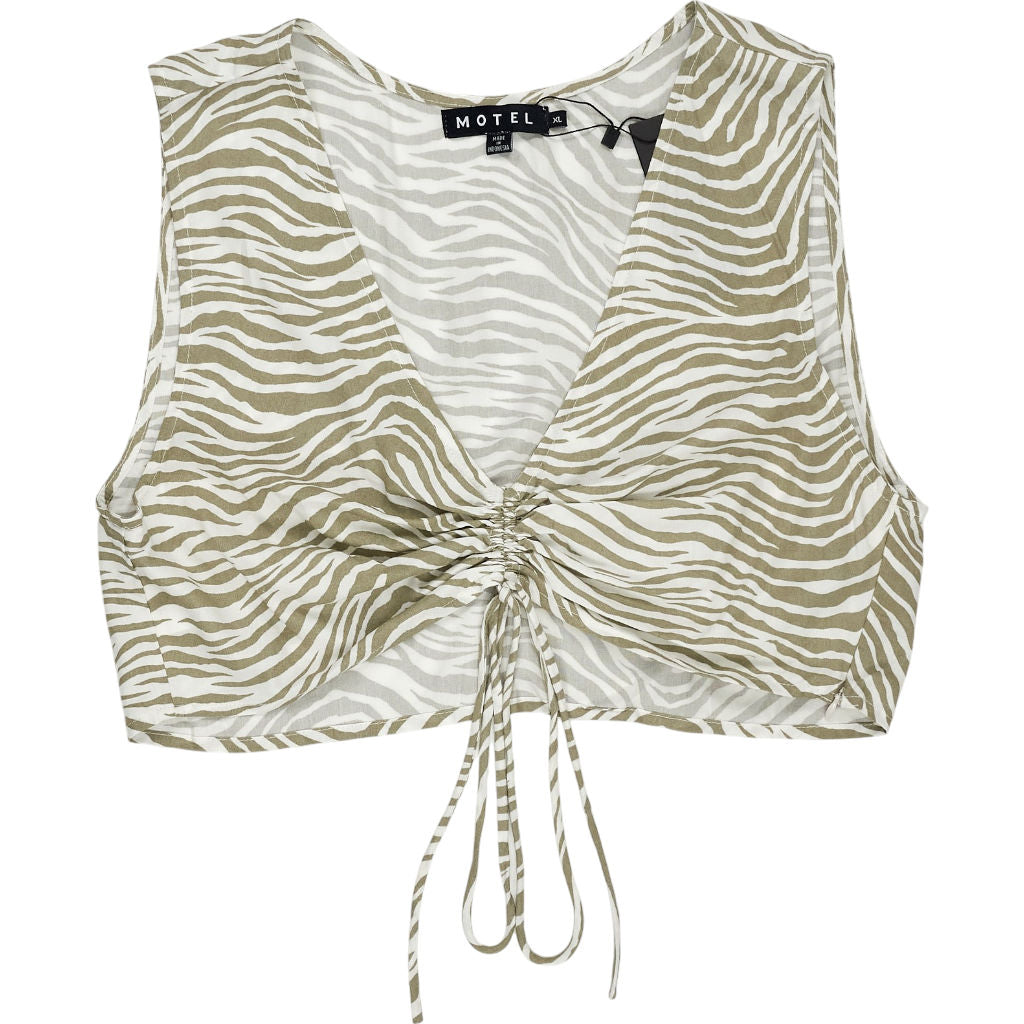 Motel Green Raeless Top Tonal Zebra