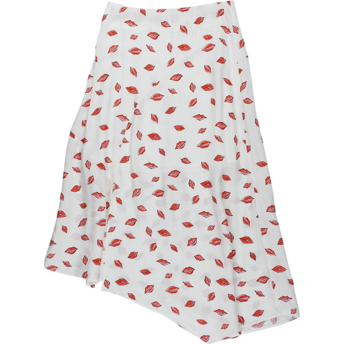 OMNES White Red Print Midi Skirt