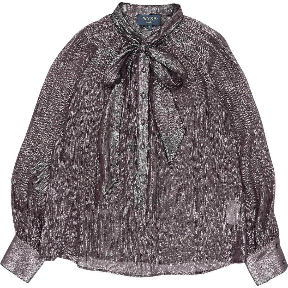 WYSE Plum Metallic Sheer Blouse