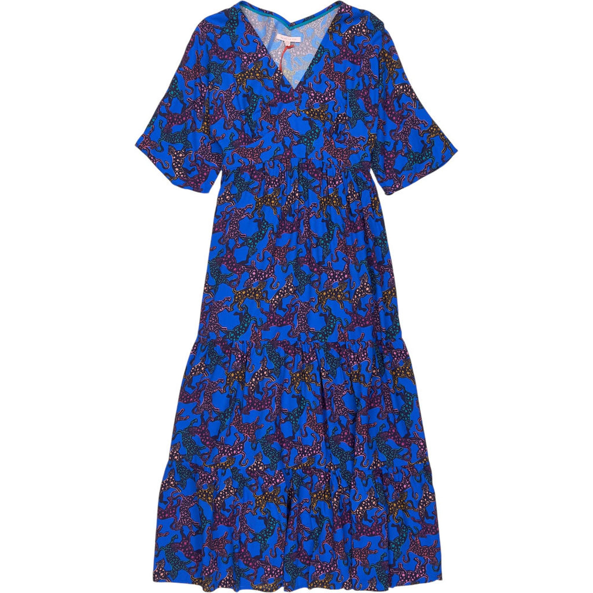 Strong Girls Club Blue Leopards Dancing Print Dress