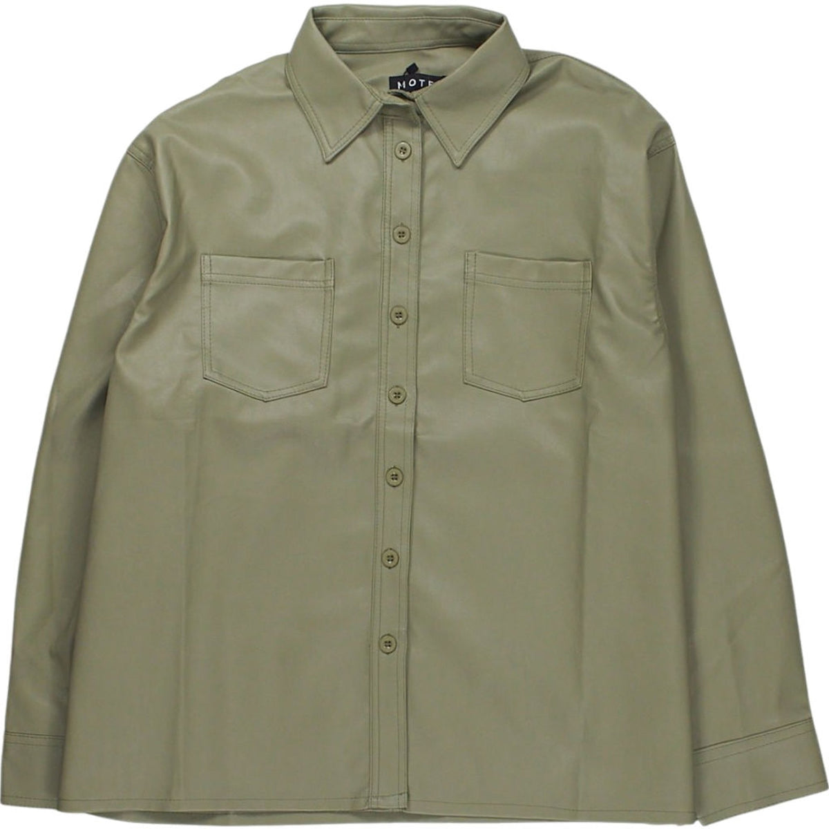 Motel Khaki Faux Leather Shirt
